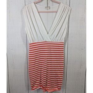 Janice Size Large White Red‎ Stripe Sleeveless Casual Womens Dress
